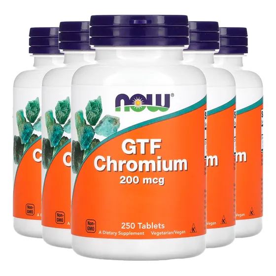 Cromo Gtf 200mcg Forma Ativa Now Foods 250tabs Importado 5un