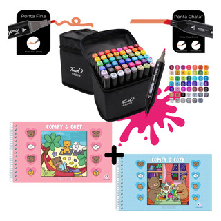 Kit 2 Livros Colorir Bobbie Goods + Canetinhas Touch 48cores Kit 2 Livros Colorir Bobbie Goods + Canetinhas Touch 48cores