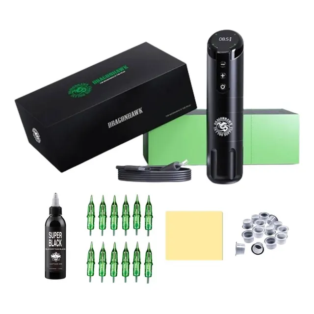Kit Maquina Tatto Pen Dragonhawk X2 Inalámbrico