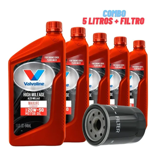 Aceite 20w50 Semi Sintetico Valvoline Pack 5lts + Filtro