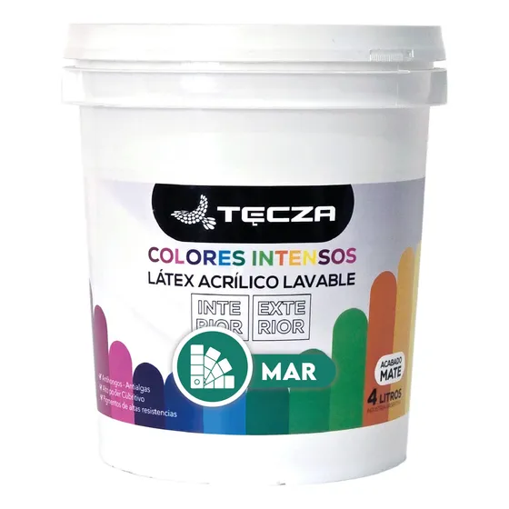 Látex Acrílico Colores Intensos Preparados 4 Litros Lavables Mar