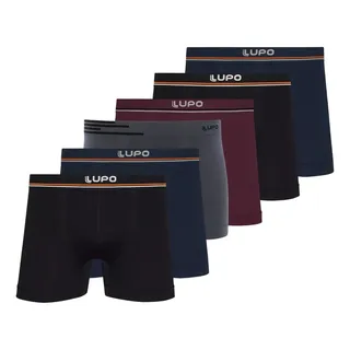 Kit 6 Cuecas Boxer Lupo Sem Costura Basic Microfibra 436-088 Kit 6 Cuecas Boxer Lupo Sem Costura Basic Microfibra 436-088