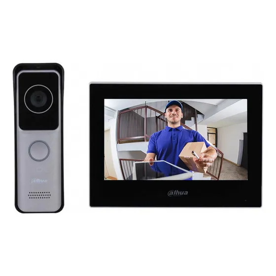 Kit Dahua DHI-KTW02 Videoportero Ip Wifi Pantalla 7" touch 2mp Vision Nocturna POE Color Negro
