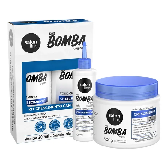 Kit Shampoo Condicionador Máscara Tônico Bomba Salon Line