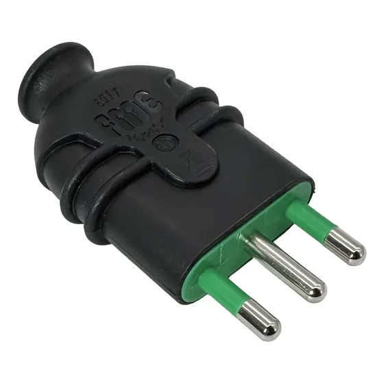 (pack 10) Enchufe Macho Volante 2p+t 16a Negro Certificado