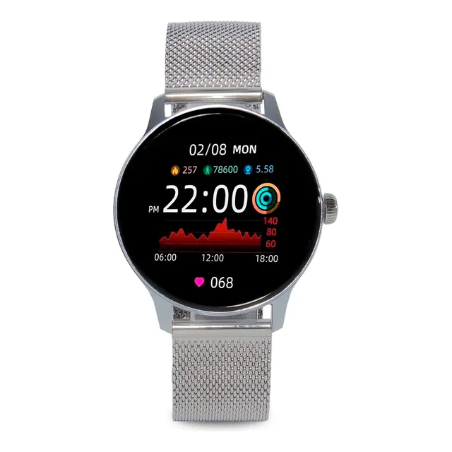 Smartwatch Reloj Inteligente Plateado Smarttime Mujer Sr06 S