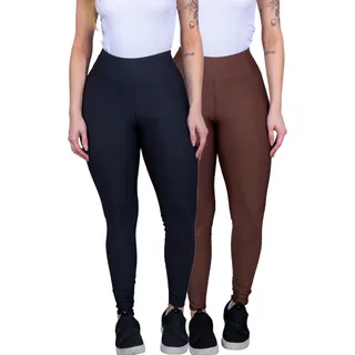 Kit 2 Calças Legging Lisa Fitness Feminina Suplex Cós Alto Kit 2 Calças Legging Lisa Fitness Feminina Suplex Cós Alto