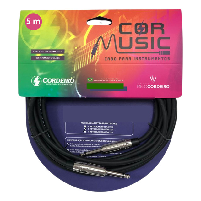 Cabo Para Guitarra Violão Teclado Baixo Mesa De Som 5 Metros Cabo Para Guitarra Violão Teclado Baixo Mesa De Som 5 Metros