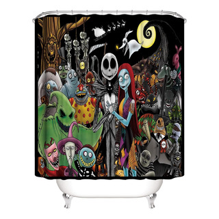 Cortina De Ducha Con Diseño De Jack Y Novia Zombi De Cortina De Ducha Con Diseño De Jack Y Novia Zombi De