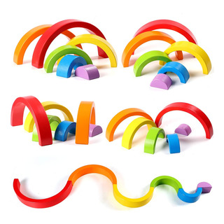 Lewo Wooden Rainbow Stacker Nesting Puzzle Blocks Toys Educa Lewo Wooden Rainbow Stacker Nesting Puzzle Blocks Toys Educa