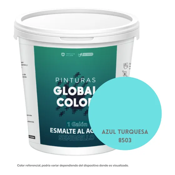 Esmalte Al Agua Semibrillo, Galón, Global Color, Colores Sb1