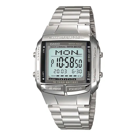 Reloj Casio Retro DB-360-1adf para hombre, correa con factura, color plateado | Cuotas sin interés