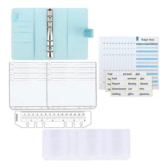 A6 Budget Binder Set Carpeta Ahorro Dinero Cuaderno Cuero Pu
