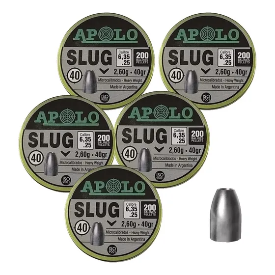 Balines Cal 6.35 Apolo Slug 40gr. X 200 5 Latas