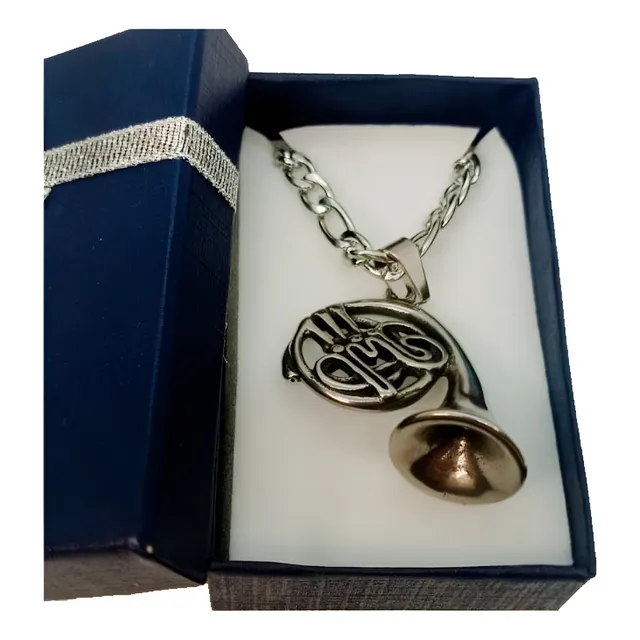 Collar Cadena De Acero Quirúrgico Dije Trompa Corno Francés
