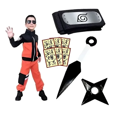 Fantasia Do Naruto Uzumaki Cosplay Infantil Juvenil Bandana