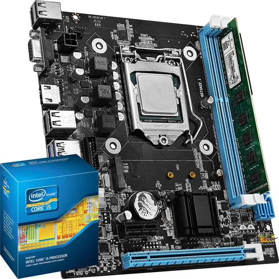 Kit Upgrade Processador Core I5 4590 Placa Mãe H81 Nvme M2 Cor Preto e Ciano