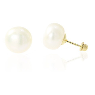 Aretes, Broqueles,perla Cultivada, 8mm Oro 10k Aretes, Broqueles,perla Cultivada, 8mm Oro 10k