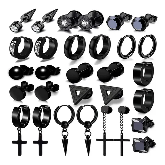 Pack 15 Pares Aretes Hombre Con Piercing, Arracadas Hombre