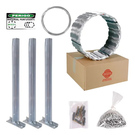 Cerca Concertina Ouriço 45cm Kit Completo Com 10m Para Muro