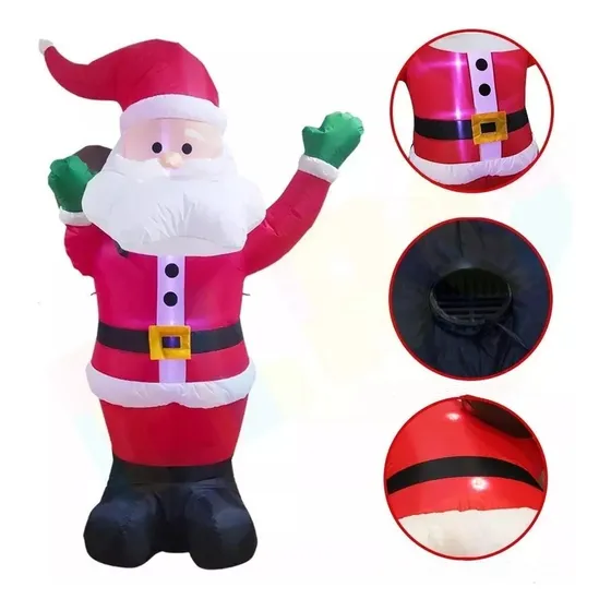 Inflable Navideño Muñeco Santa Decorativo Con Árbol Luz Led