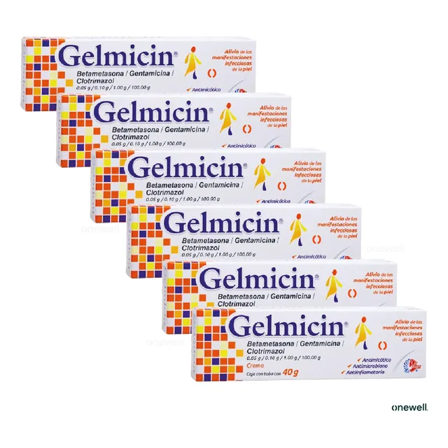 6 Pack Gelmicin Crema Para Infecciones De Piel Alergias 40g Sin Fragancia