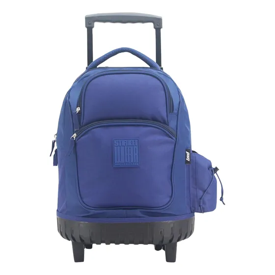 Mochila Escolar Con Carrito Ruedas Niños Nene Colegio Primaria Reforzada Color Azul Diseño De La Tela Liso