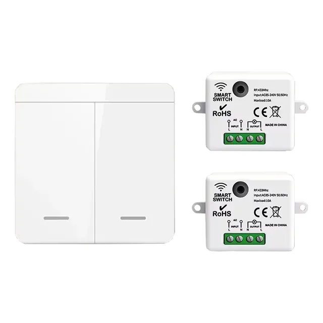 Interruptor Doble Inalámbrico De Pared 220v 10a 2 Receptores