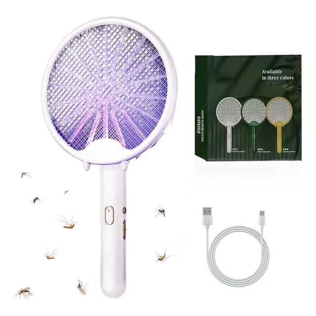 Lampara Mata Mosquitos Recargable 2 En 1 Con Raqueta