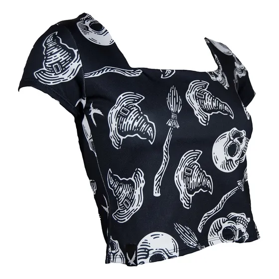 Remera Top Square Madam Mim Calavera Bruja Witch Rock