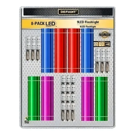 8 Linternas Led De Aluminio Con 24 Pilas Defiant 30 Lumenes Luz Blanco