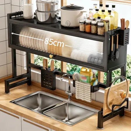 Escorredor Louças Organizador Suspenso Armario Cozinha 85cm Preto