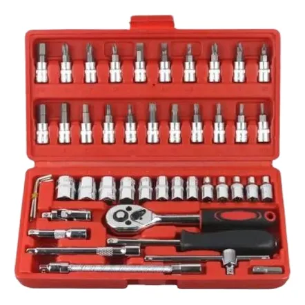 Juego Set Rachet 1/4 Dados Milímetros Destornillador 46 Pzs