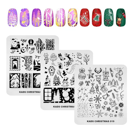 Kads 3pcs Placas De Estampado Para Decoración De Uñas Copo D