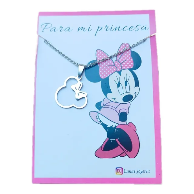 Collar Conjunto Dije Minnie Regalo Acero Quirúrgico Disney 