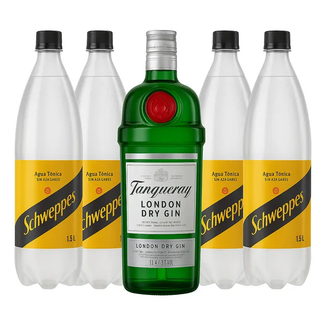 Tanqueray London Dry Gin 1000ml + 4 Schweppes Tonica 1.5 Lit