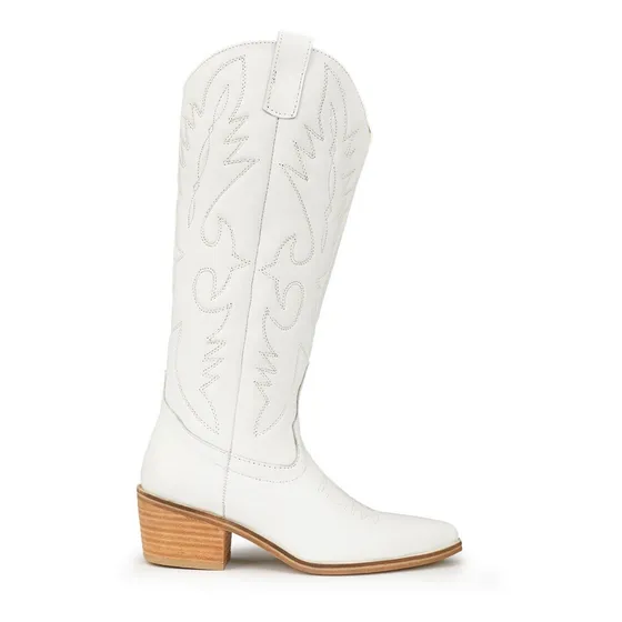 Bota Mujer Cuero Texana Taco Caña Alta Botineta - Briganti