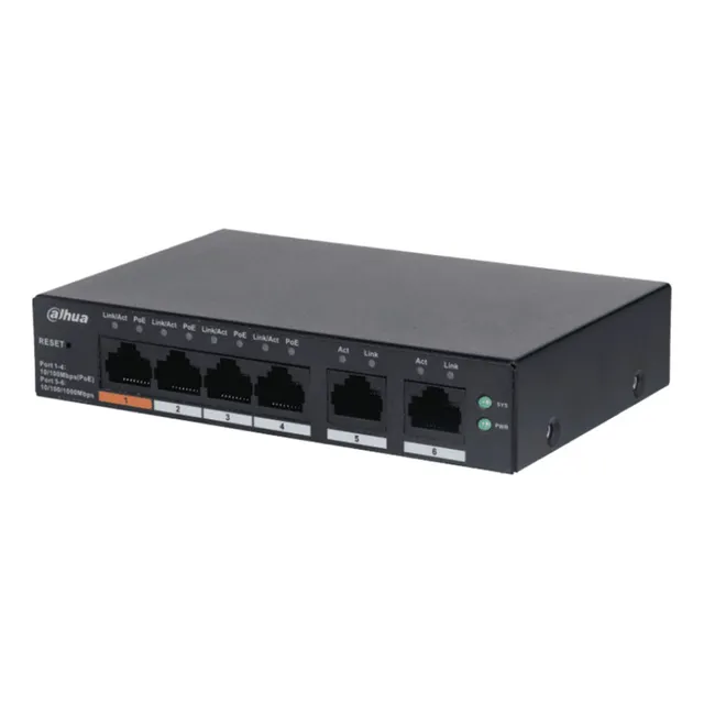 Switch Dahua Gigabit Ethernet Cs4006-4et-60 4 Puertos + 2 P