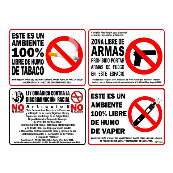 Aviso 4 En Uno, Etiquetas Autoadhesivas Full Color