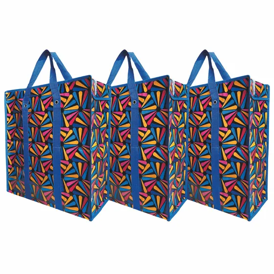 Kit 3 Sacolas Bolsa Nylon Feira Mudança Zíper 45cm X 50cm