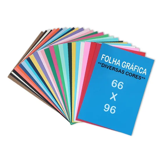 Papel Color Plus Folha Gráfica 66x96 120g Kit C/10 Folhas