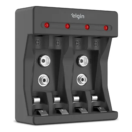 Carregador Pilha E Bateria Usb Aa Aaa 9v Elgin Com 2 Pilhas