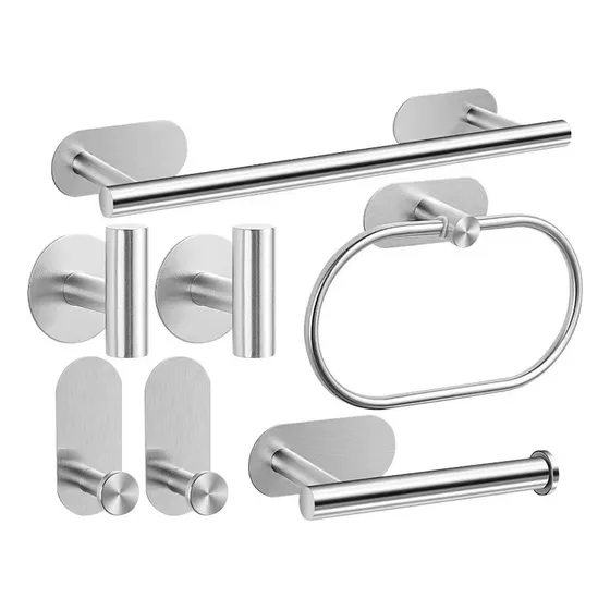 Set Baño Autoadhesivo Papel Higiénico Gancho Toallero
