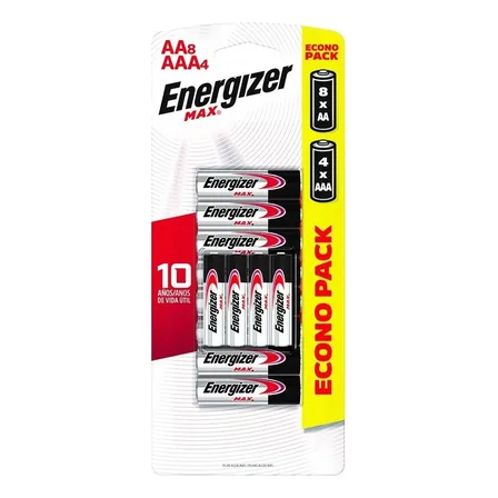 Pilas Aa Aaa Energizer Econopack 8 Aa + 4 Aaa Alcalinas Max