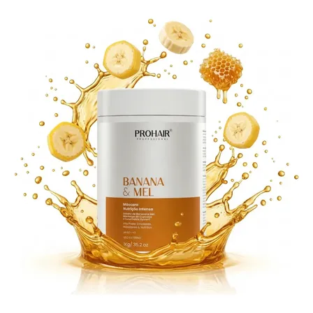 Máscara Nutrição Intensa Banana e Mel Prohair 1kg Efeito Teia Cabelos Macios Brilhosos Hidratação Profunda Reconstrução Capilar Manteiga de Cupuaçu Profissional