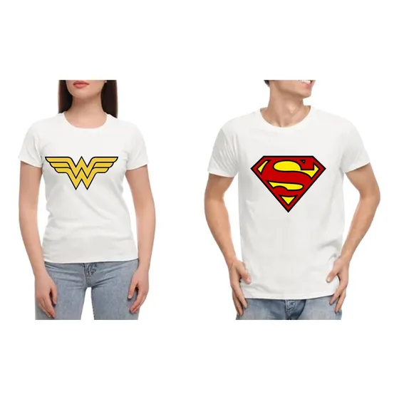 Franelas Personalizadas De Pareja Superman Y Wonder Woman