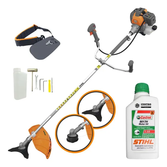 Cortador De Grama À Gasolina Profissional Tekna + Óleo Stihl