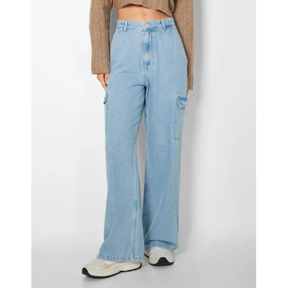 Pantalón Jean Bershka Cargo Wide