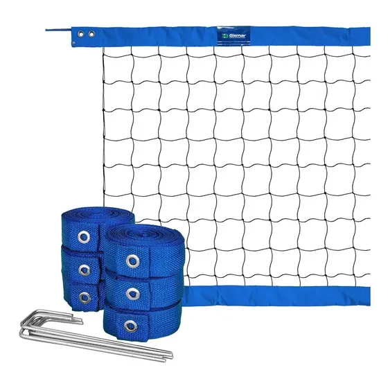Kit Vôlei Praia Azul - Rede Oficial 2 Faixas + Fita Marcação