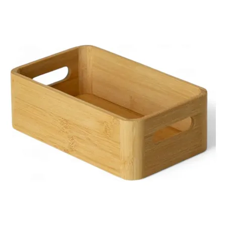 Caixa Organizadora De Bambu Com Alça 24x13x7,6cm Palha Lisa